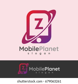 mobile planet initial Letter Z Logo design