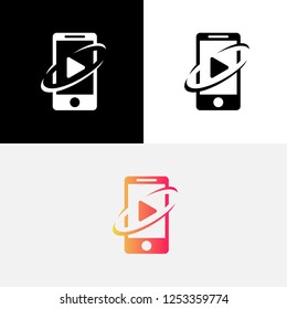 Mobile Play Button Abstract Phone Icon Logo