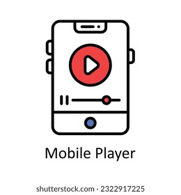 Mobile Player Filled Outline Icon Design illustration. Online Steaming Symbol on White background EPS 10 File