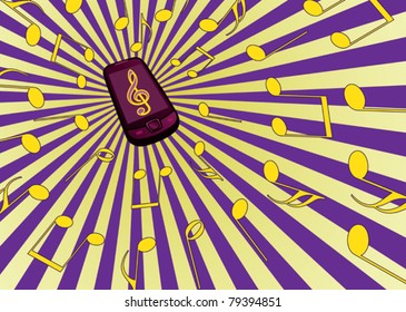 mobile playing music vector illustration