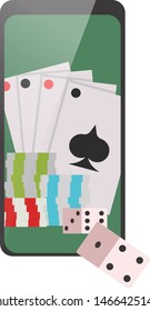 Mobile poker simple illustration on white background