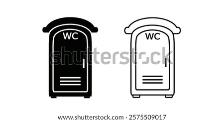 Mobile portable bio toilet set icon isolated on white background.
