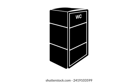 Mobile portable plastic toilet, black isolated silhouette