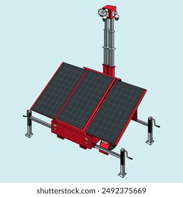 Mobile Portable Solar CCTV Vector, Solar Generator Trailer