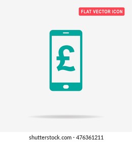 Mobile with pound sterling sign icon. Vector concept illustration for design.