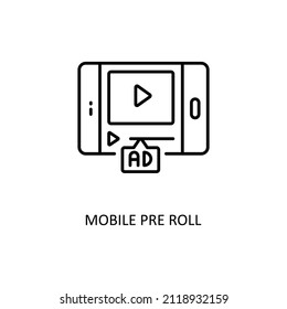 Mobile Pre-Roll Vector Outline Symbole für Ihre digitalen oder gedruckten Projekte.