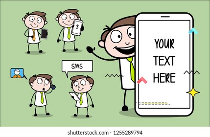   Mobile Presentation Concepts Cartoon Professional Businessman