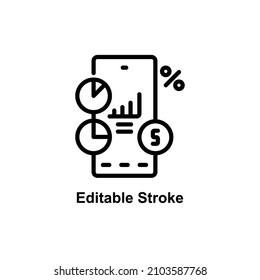 iconos de presentación móvil diseñados con estilo de contorno en trazos editables para temas de iconos de aplicaciones móviles