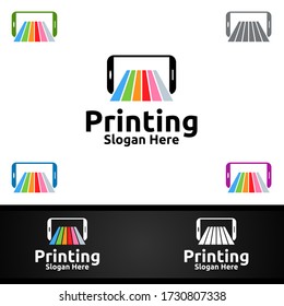 Mobile Printing Company Vector Logo Design for Media, Retail, Advertising, Newspaper or Book Concept