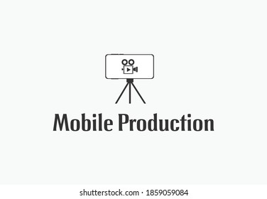 diseño de logotipo de producción móvil.logotipo de producción de vídeo móvil.