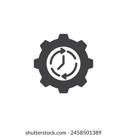 Mobile Productivity vector icon. filled flat sign for mobile concept and web design. Gear with clock and arrows glyph icon. Symbol, logo illustration. Vector graphics
