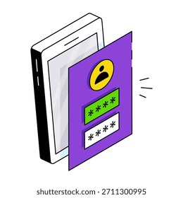 Icono del Inicio de sesión del perfil móvil, Vector editable