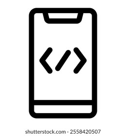 Mobile programming icon with simple and line style