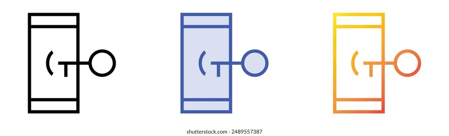 Symbol für mobilen Schutz. Lineares, blaues Füllungs- und Verlaufsstil-Design auf weißem Hintergrund