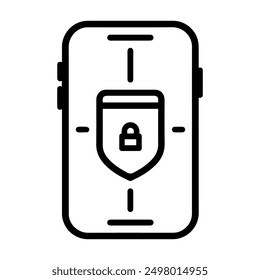 Mobile Protection icon or modern line symbol. Vector line art and icon design with bold outline. Black and white Pixel Perfect minimalistic symbol isolated white background.Silhouette simple thin sign