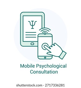 Ícone do vetor da consulta psicológica móvel