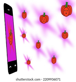 mobile pumpkin phone children pattern wallpaper background 