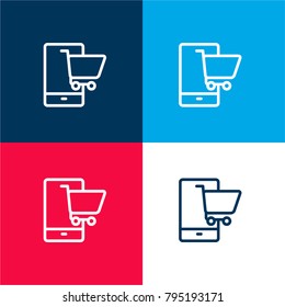 Mobile Purchase four color material and minimal icon logo set in red and blue