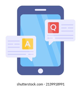 Mobile Question Answer Icon, Editable Vector

