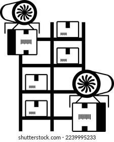 Mobile Rack and Shelving Goods-to-Person concept, GTP shuttle workstations vector icon design, Warehouse automation symbol, Industrial revolution sign, Shipping and Logistics stock illustration 