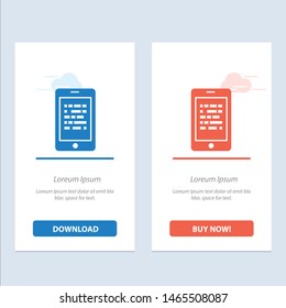 Mobile, Read, Data, Secure, E learning  Blue and Red Download and Buy Now web Widget Card Template. Vector Icon Template background