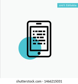 Mobile, Read, Data, Secure, E learning turquoise highlight circle point Vector icon. Vector Icon Template background