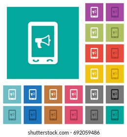 Mobile Reading Aloud Multi Colored Flat Icons On Plain Square Backgrounds. Included White And Darker Icon Variations For Hover Or Active Effects.