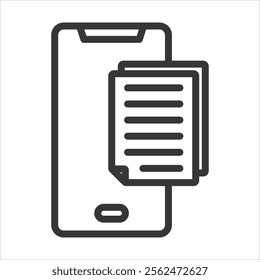 Mobile Reading Outline Icon Vector Illustration