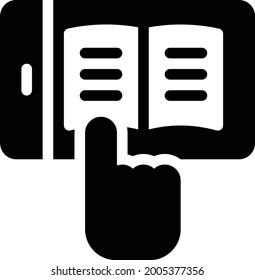mobile reading vector glyph flat icon