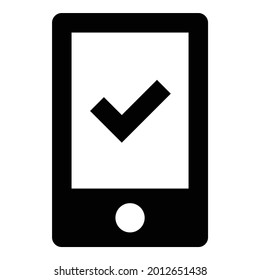 Mobile, Ready, Tick, Phone Vector Icon.