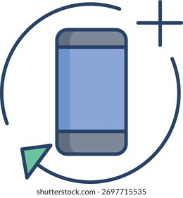 Diseño de icono de color lineal de reinicio móvil