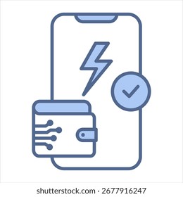 Ilustración vectorial de icono azul de recarga móvil