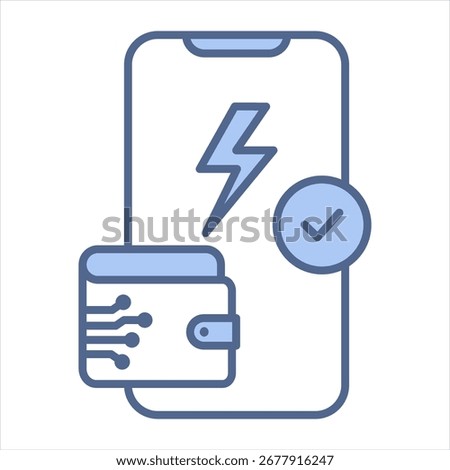 Mobile Recharge Blue Icon Vector Illustration
