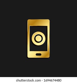 mobile, record gold icon. Vector illustration of golden style