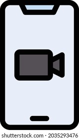 icono de color de línea vector de grabación móvil