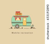 Mobile recreation. House on wheels. Transport trailer vector