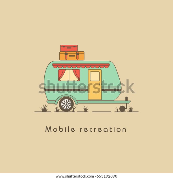 Mobile recreation. House on wheels. Transport\
trailer vector