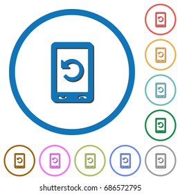 Mobile redial flat color vector icons with shadows in round outlines on white background