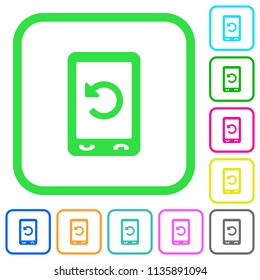 Mobile redial vivid colored flat icons in curved borders on white background