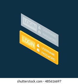 Mobile registration app flat 3d isometric concept web vector illustration. 