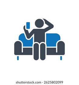 Mobile Entspannungscouch Symbol einzeln auf weißem Hintergrund