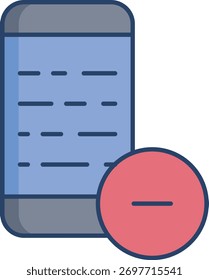 design de ícone de cor linear de remoção móvel