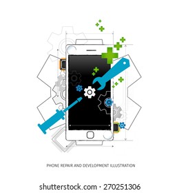Mobile repair and development illustration