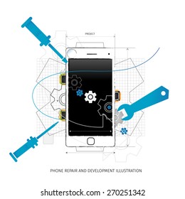 Mobile repair and development illustration
