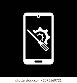 mobile repair icon vector on black background