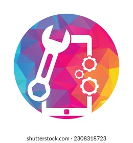 Plantilla de diseño del logotipo de reparación móvil. Ilustración del logotipo del servicio telefónico.