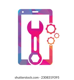 Mobile Repair Logo Design Template. Phone service logo illustration.