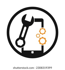 Mobile Repair Logo Design Template. Phone service logo illustration.