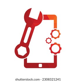 Mobile Repair Logo Design Template. Phone service logo illustration.