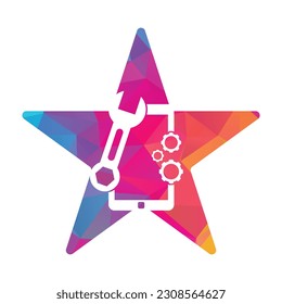 Plantilla de diseño del logotipo de reparación móvil. Ilustración del logotipo del servicio telefónico.